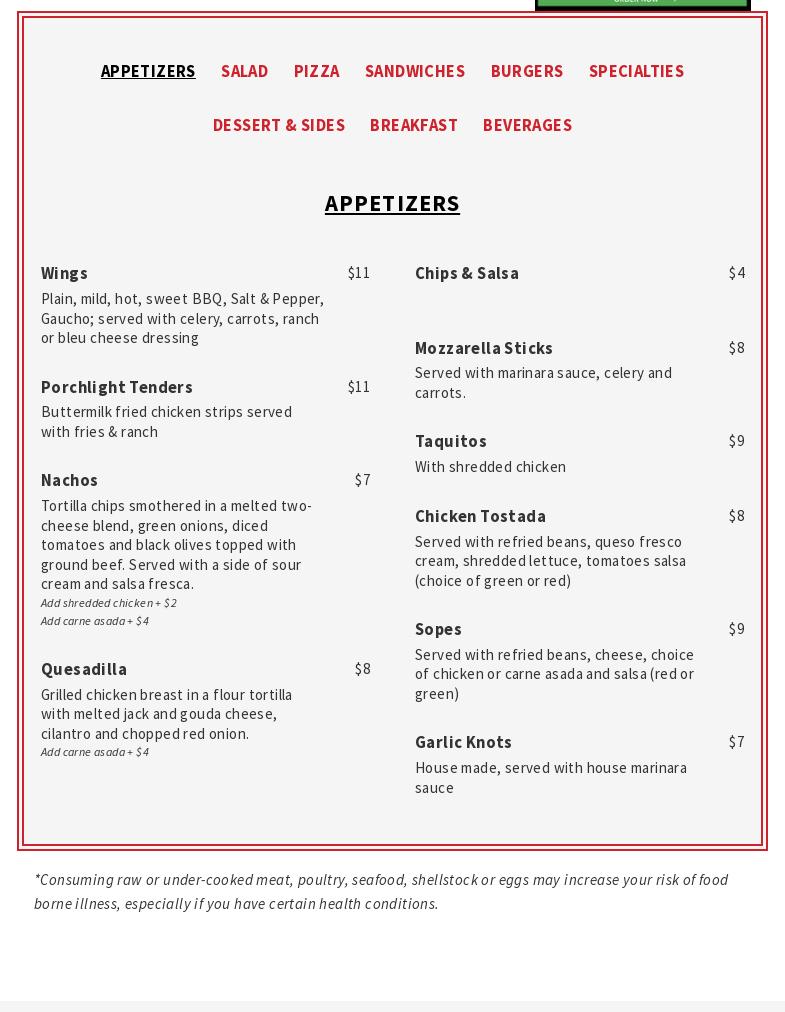 Porchlight 2 Menu