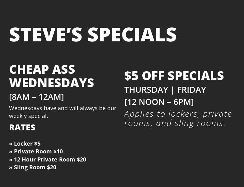 Steve's Bathhouse Menu