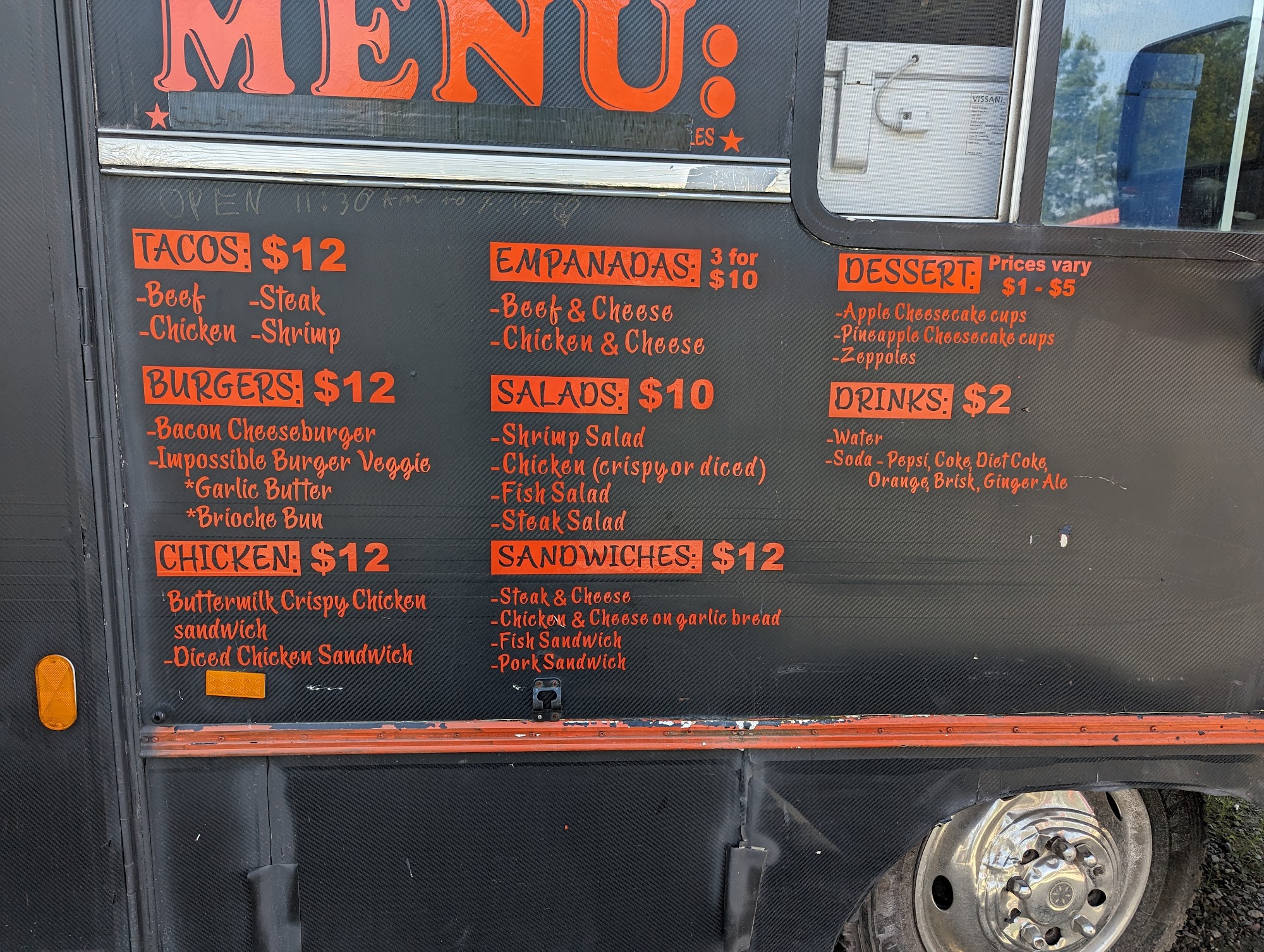 G’s Spot Food Truck Menu