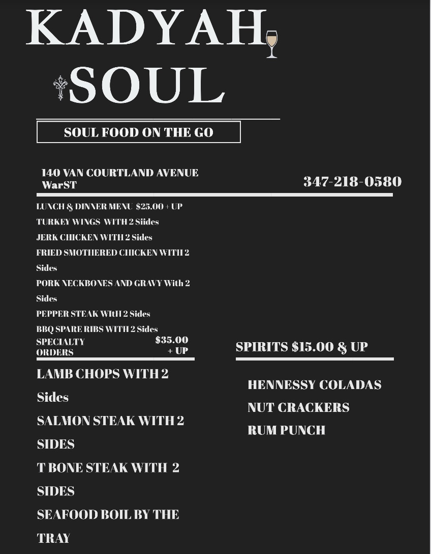 Kadyah soul Menu
