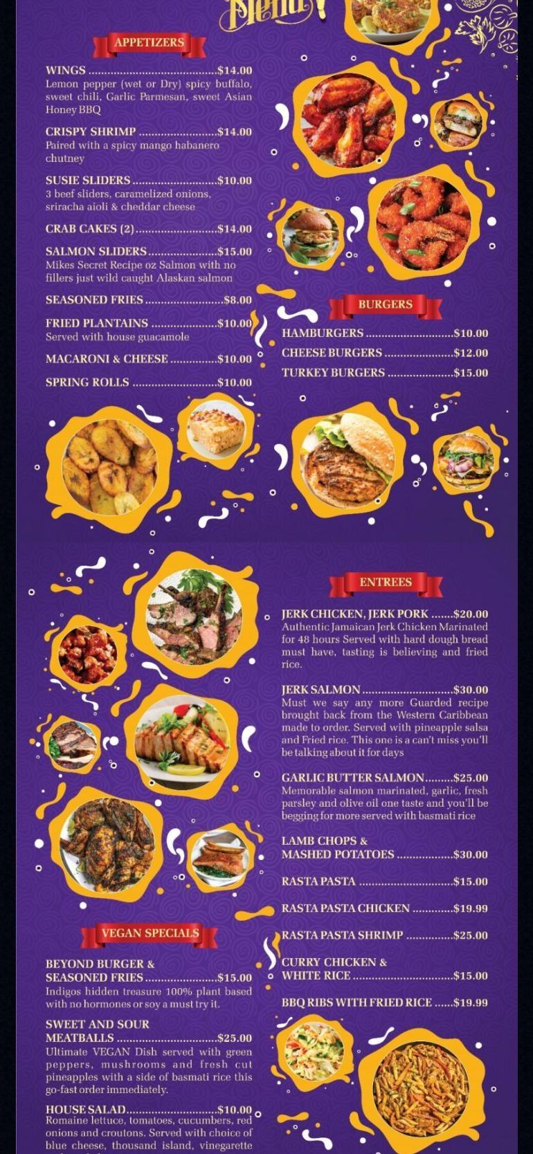 Indigo Restaurant & Lounge Menu