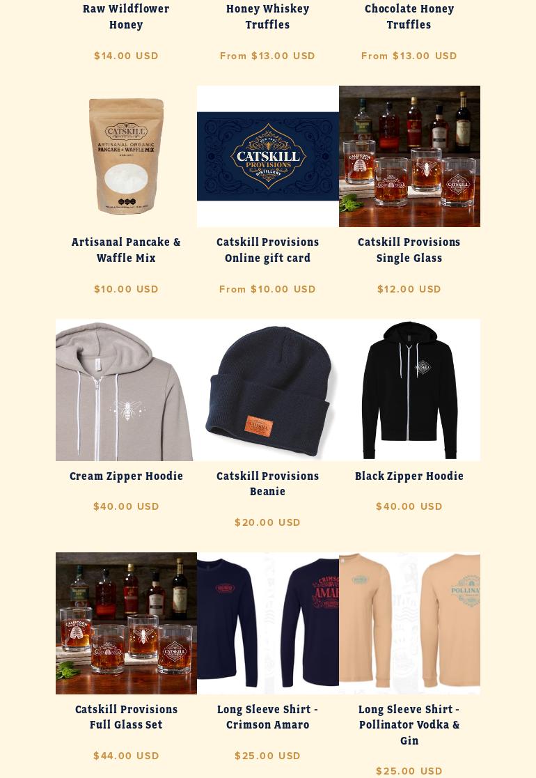 Catskill Provisions Distillery Makers of Pollinator Spirits Menu