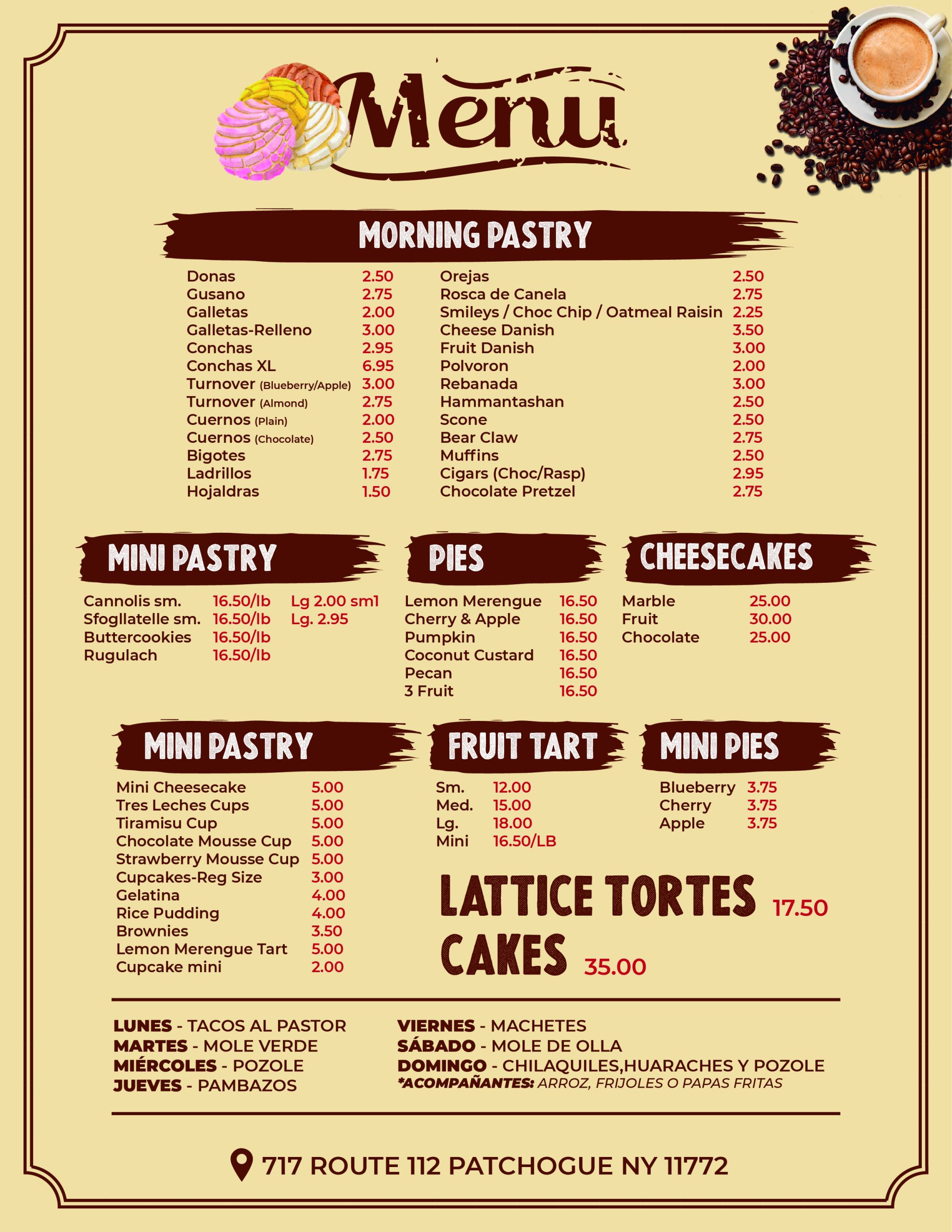 Mamá Abuelita Bakery Menu