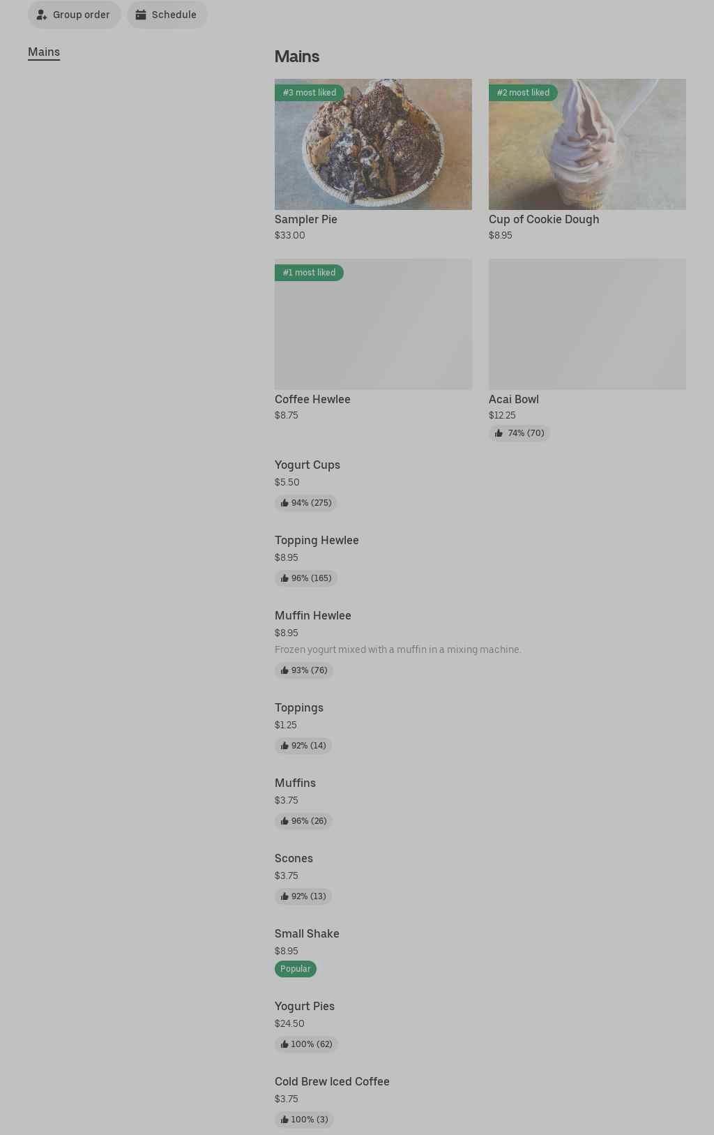 Hewlett Station Yogurt Menu