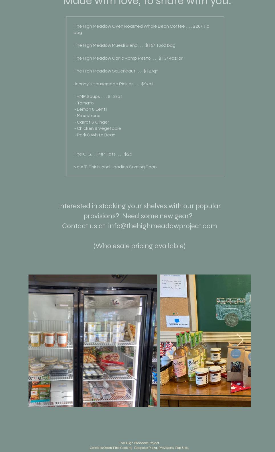 The High Meadow Project Menu