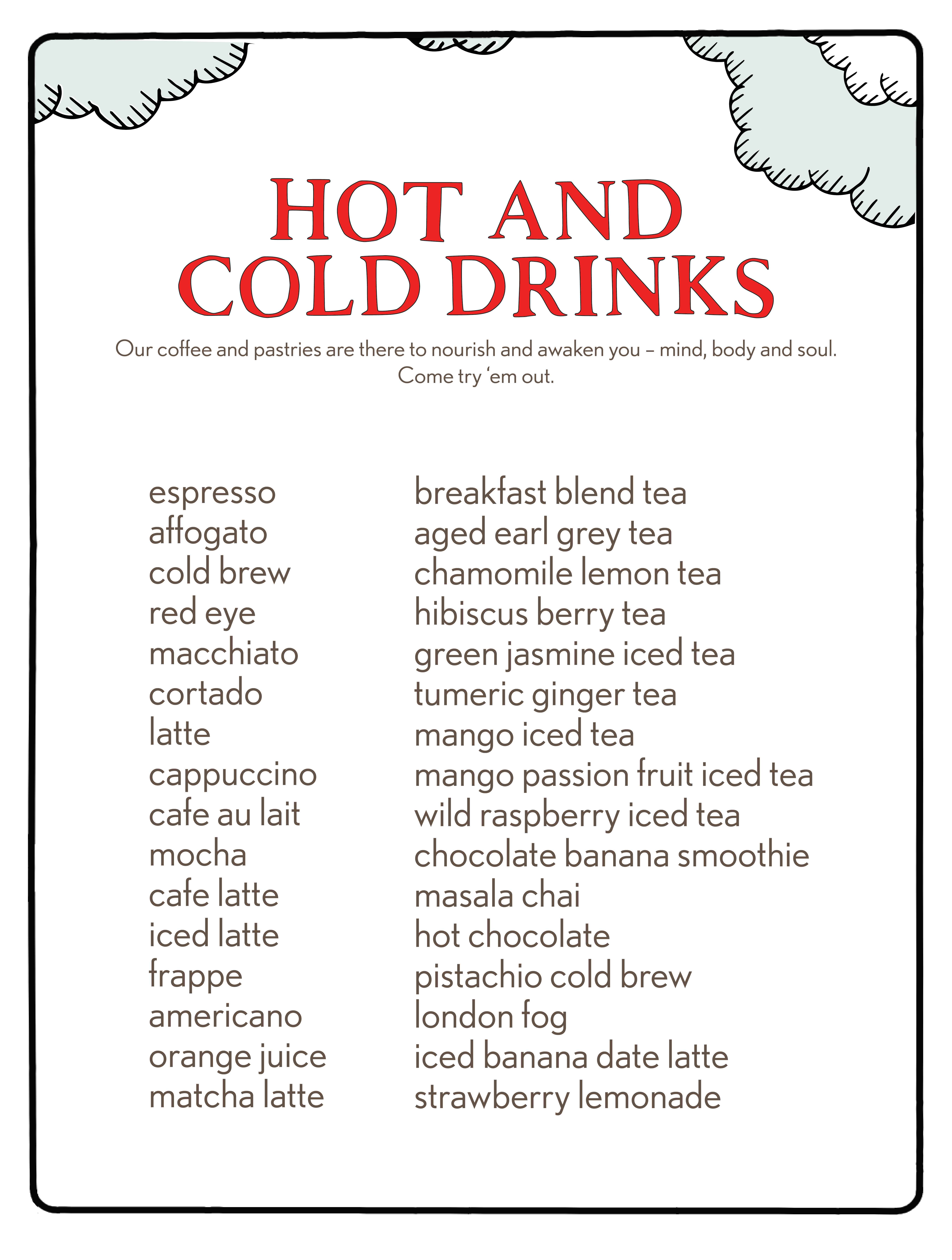Matto Espresso Menu