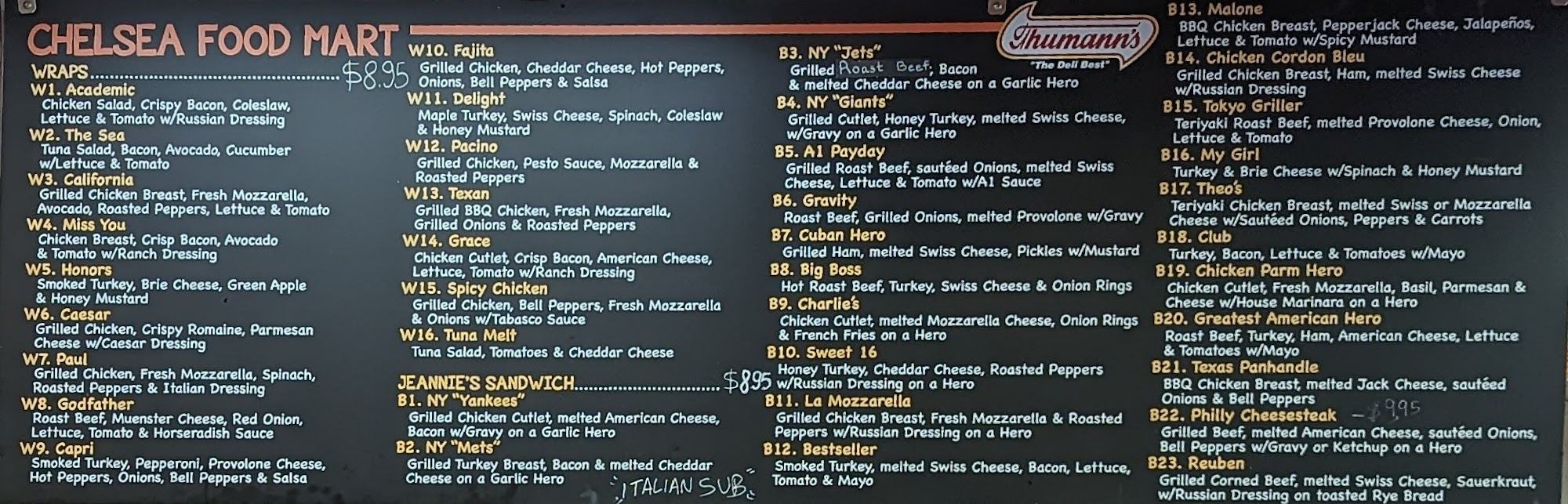 Chelsea Food Mart Menu