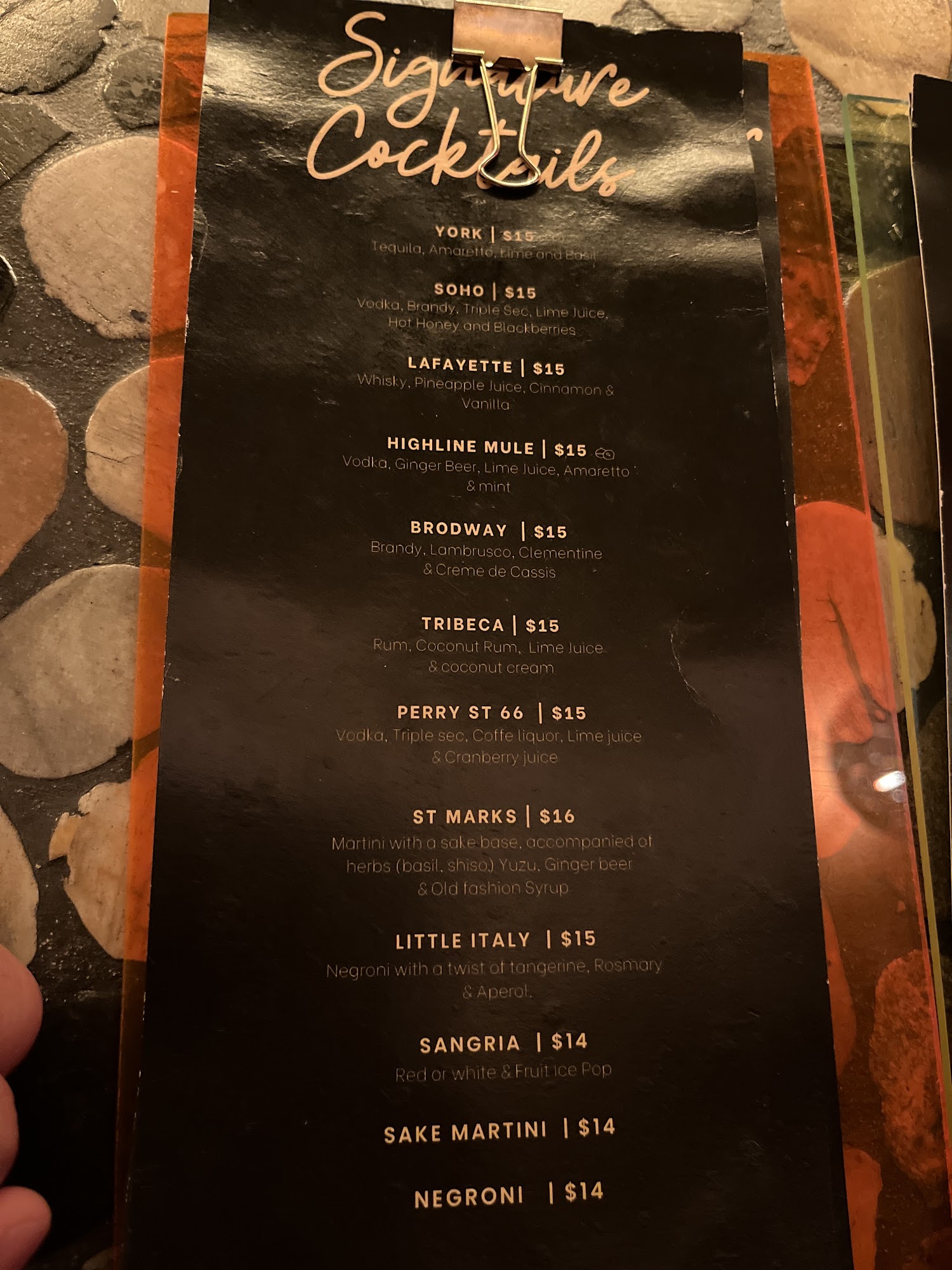 Graffito Bar NYC Menu