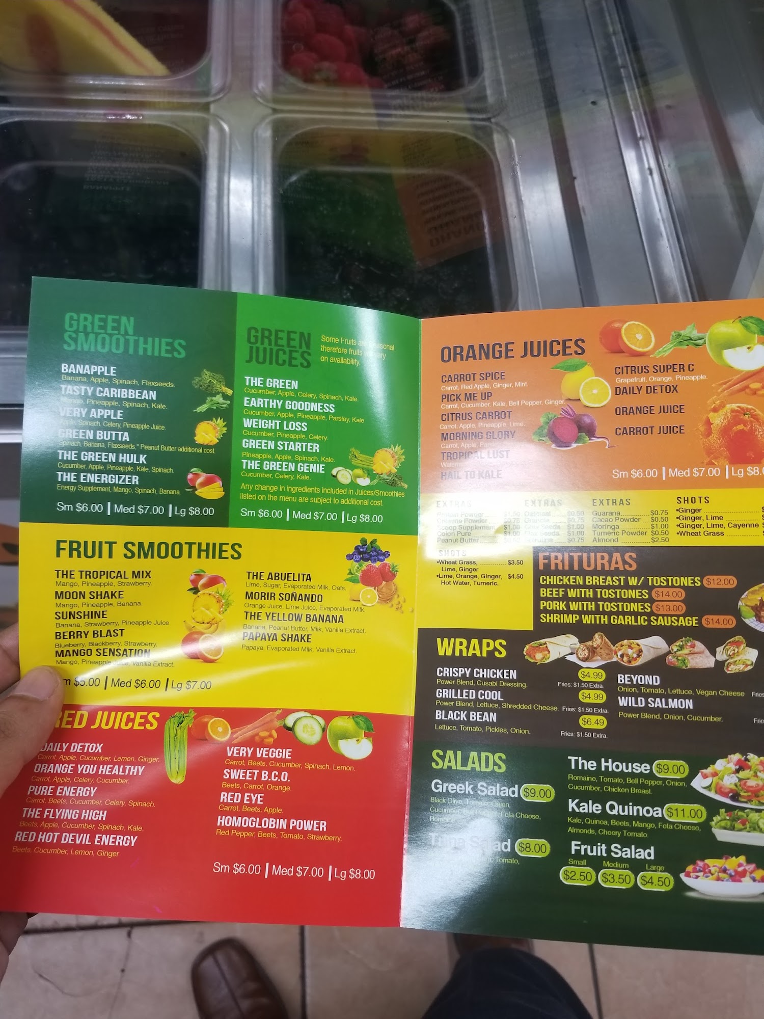 The Yellow Banana Snack Bar Menu
