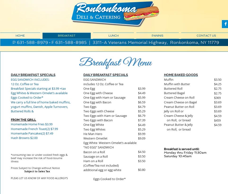 Ronkonkoma Deli Menu