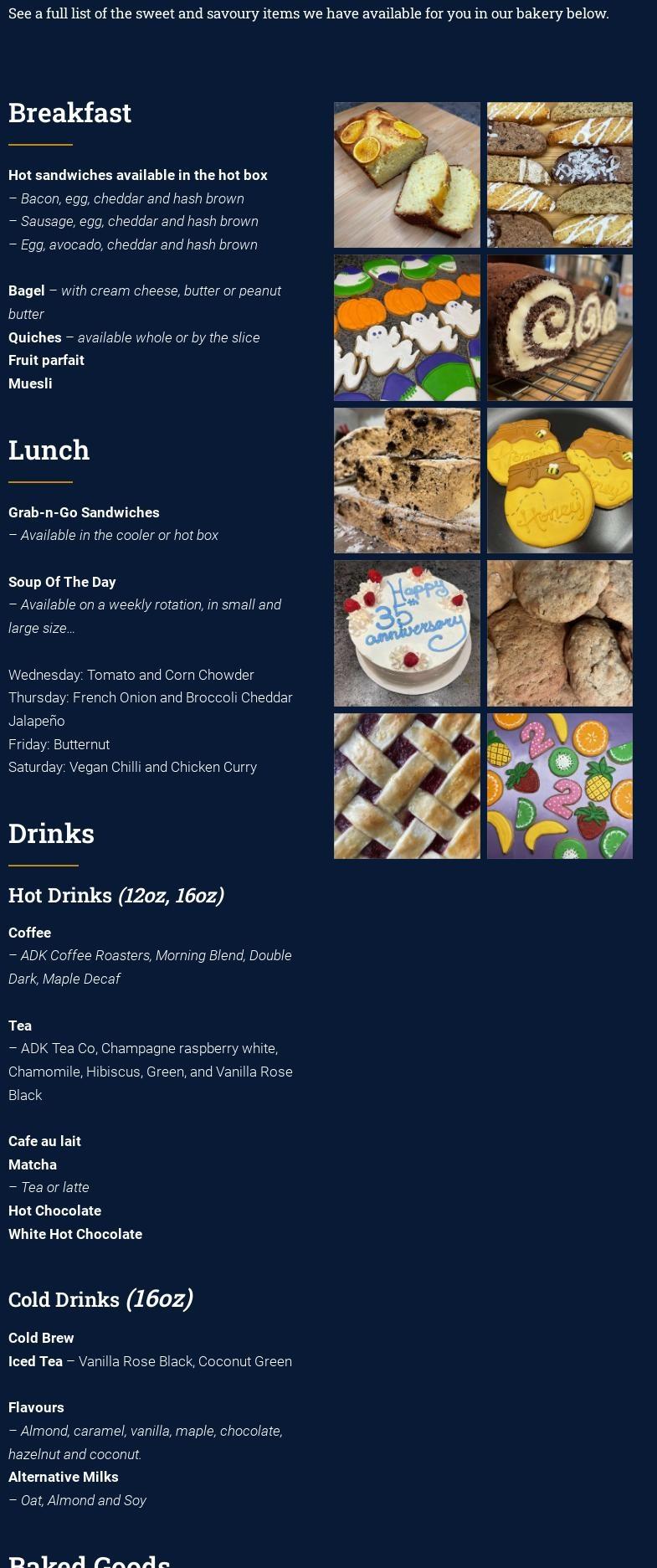 Jamdots Baking Co Menu