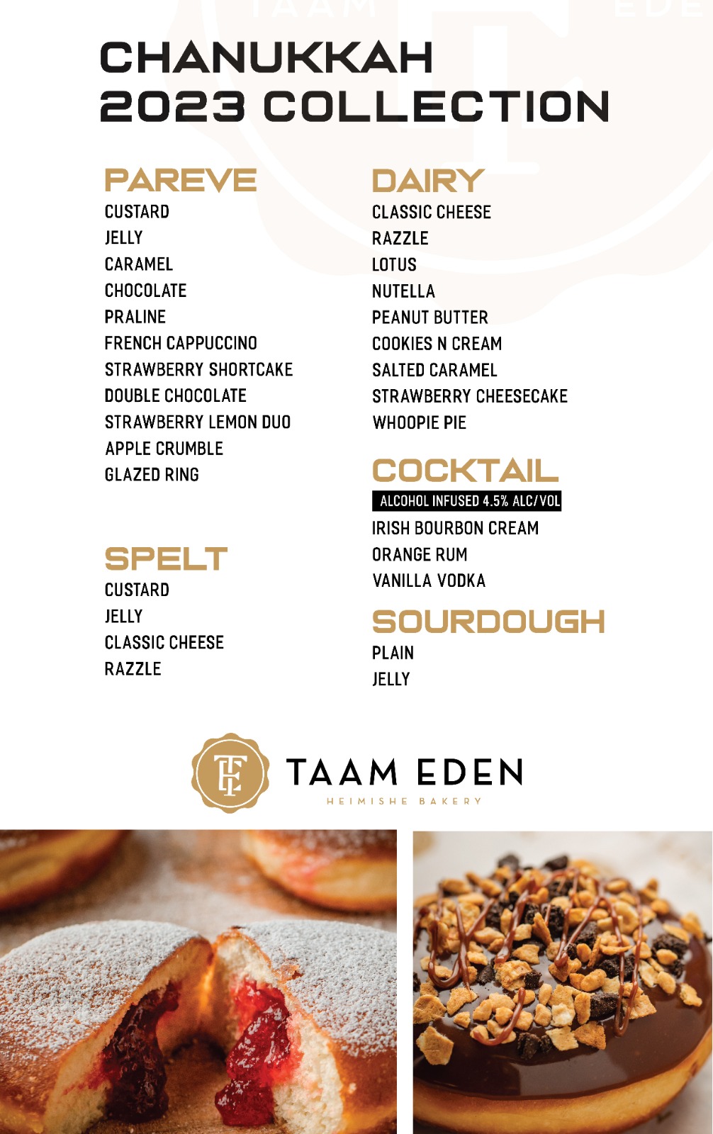 Taam Eden Bakery Menu