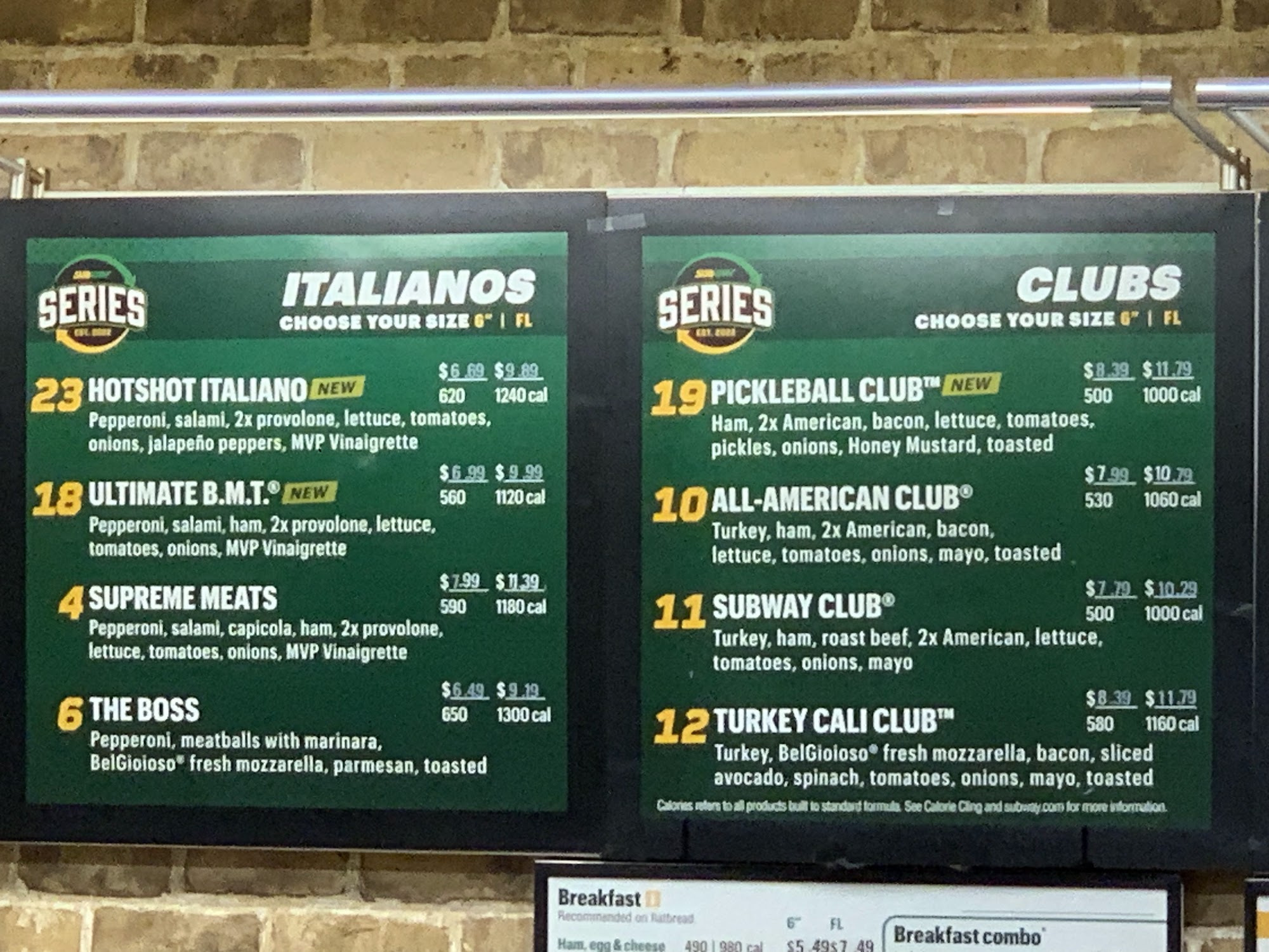 Subway Menu