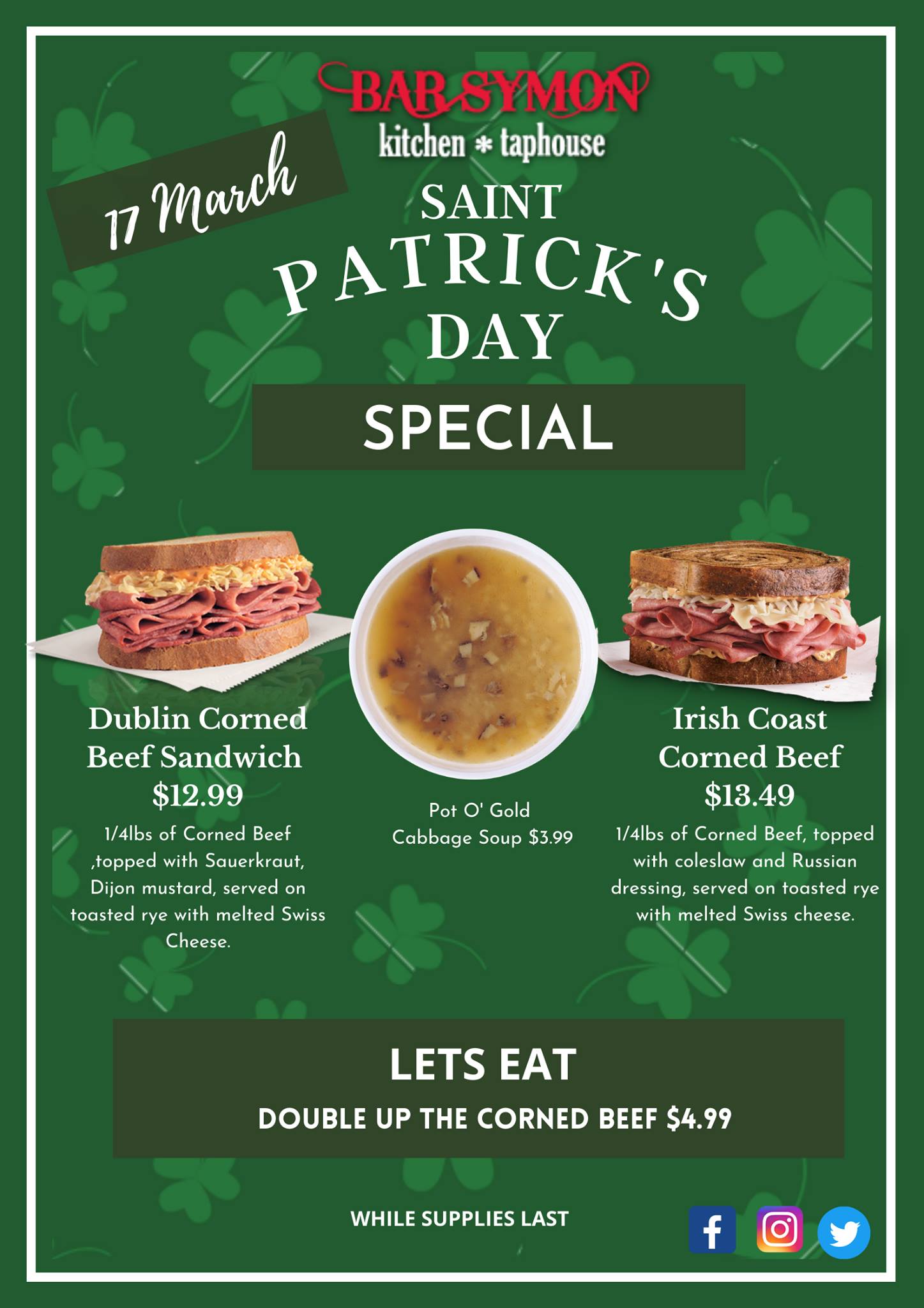 Symon’s Burger Joint Menu