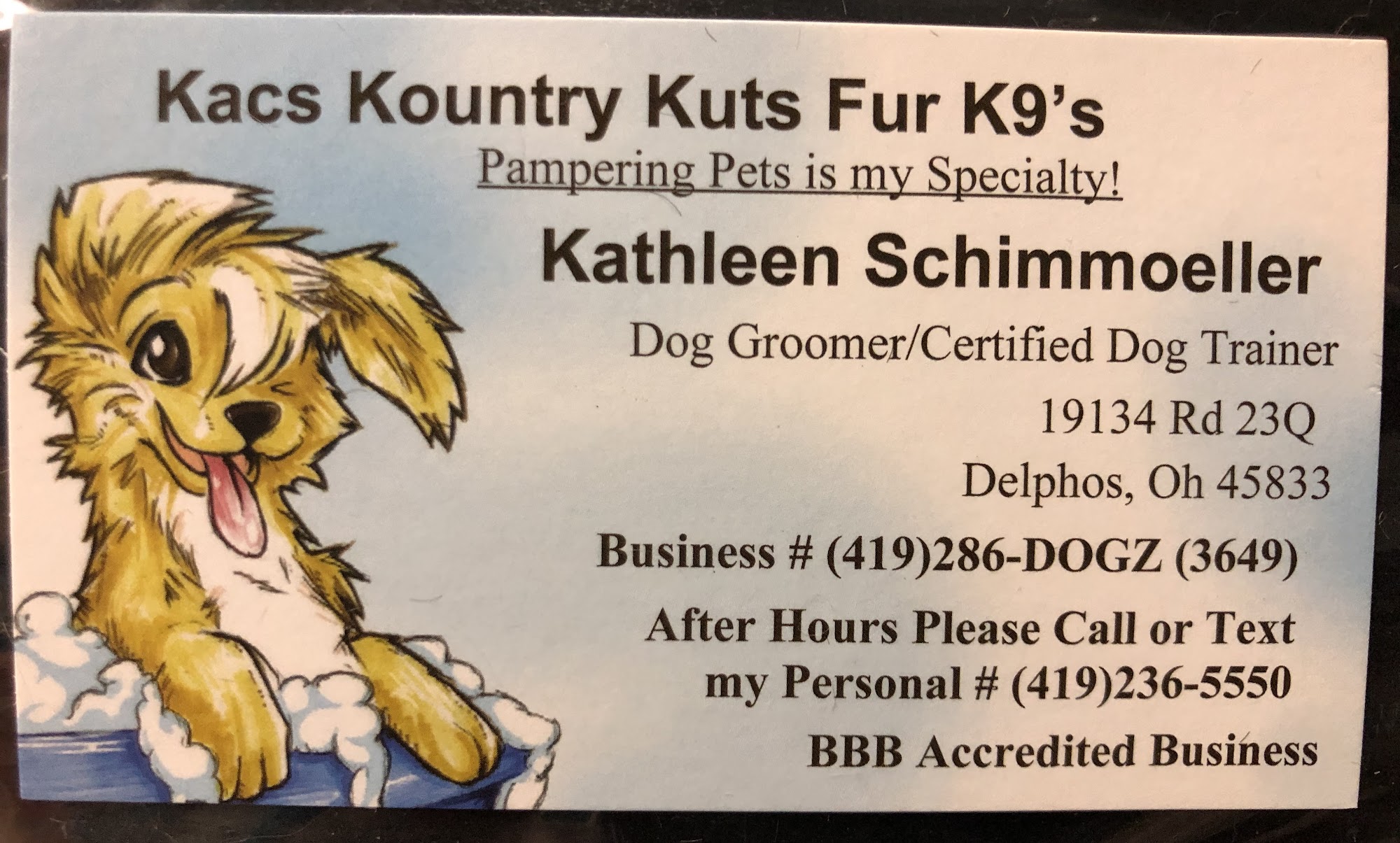 KAC'S Kountry Kuts Fur K9's 19134 Rd 23-Q, Delphos Ohio 45833