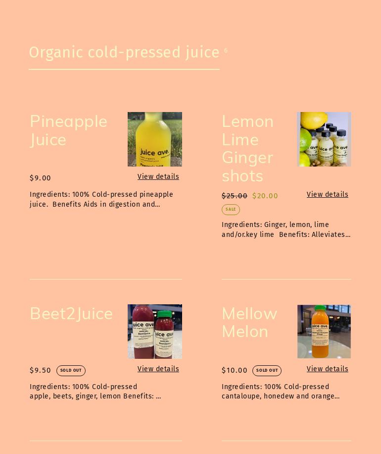 Juice Ave Menu