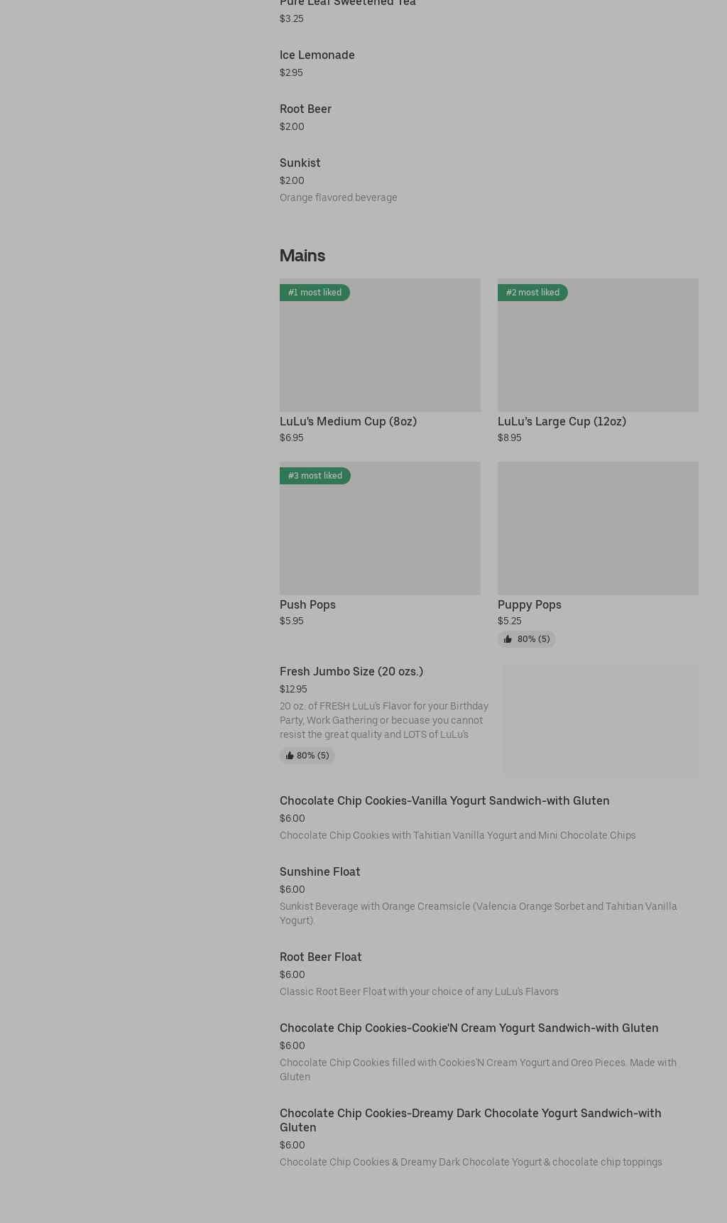 Lulu's Yogurt With A Twist! Menu