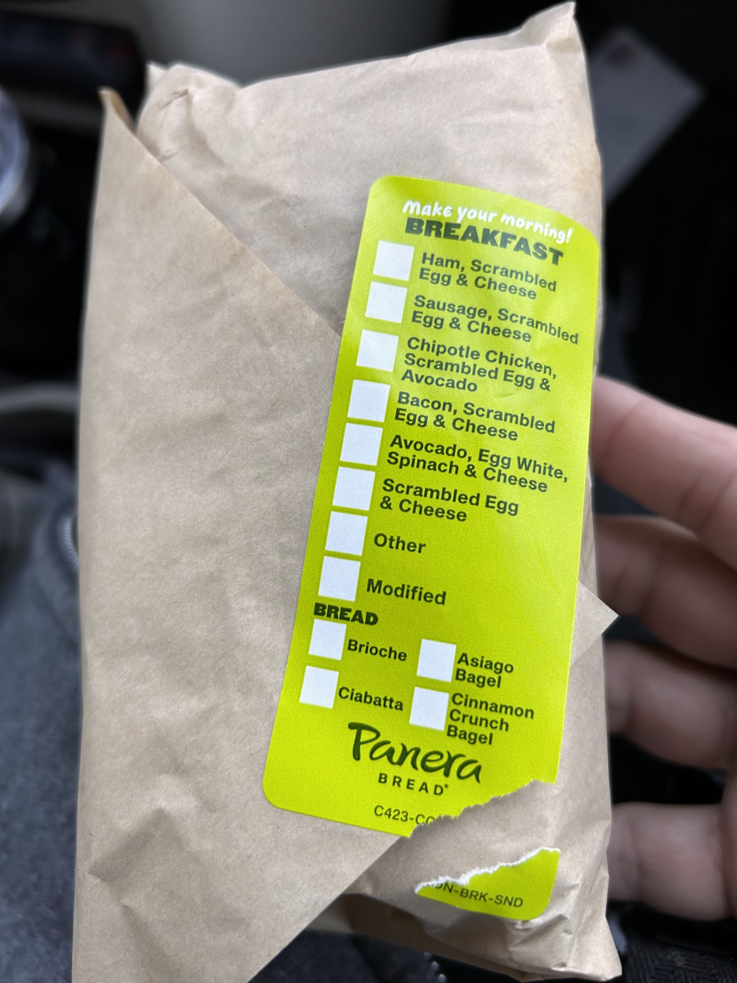 Panera Bread Menu
