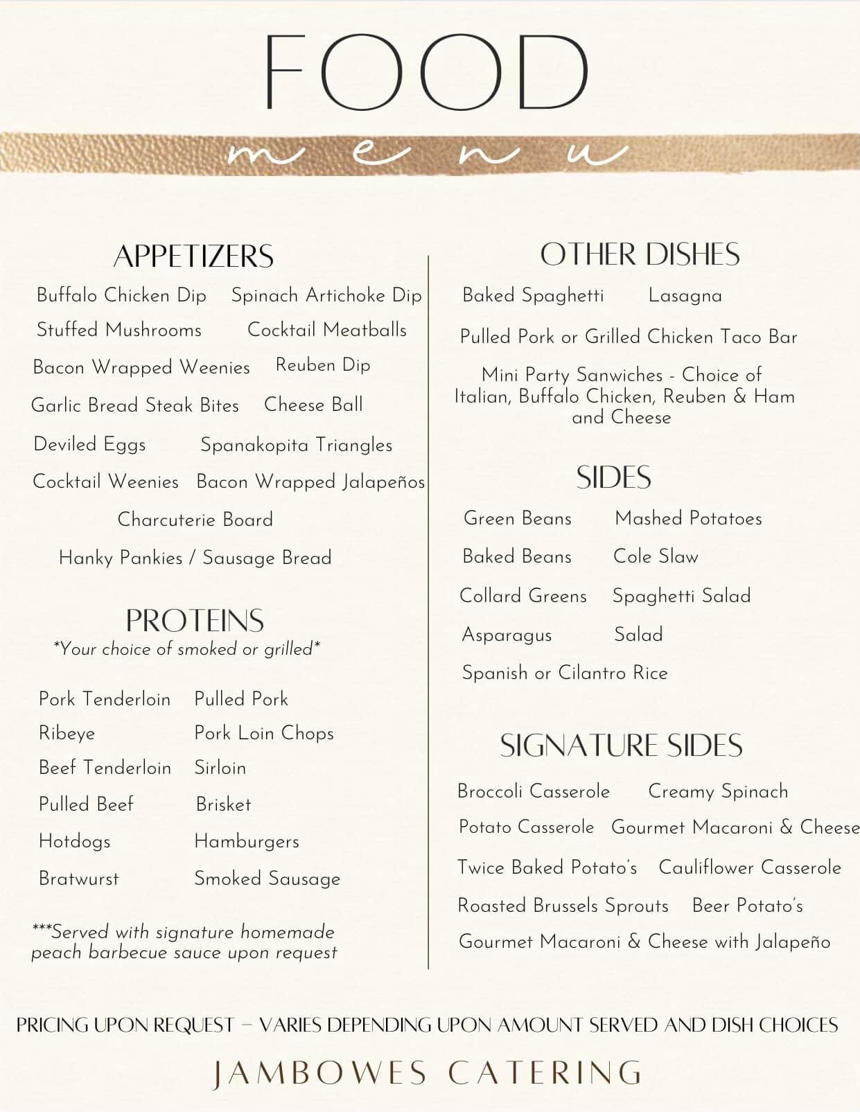 Jambowe's Kitchen Menu