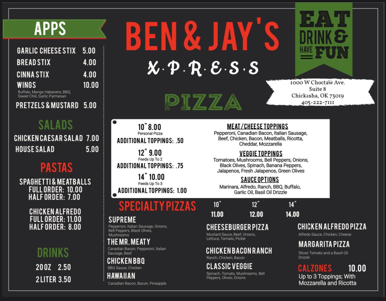 Ben & Jay's Xpress Menu