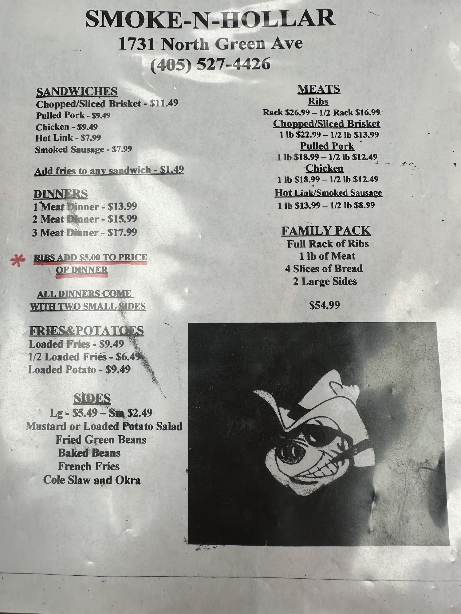 SMOKE-N-HOLLAR Menu