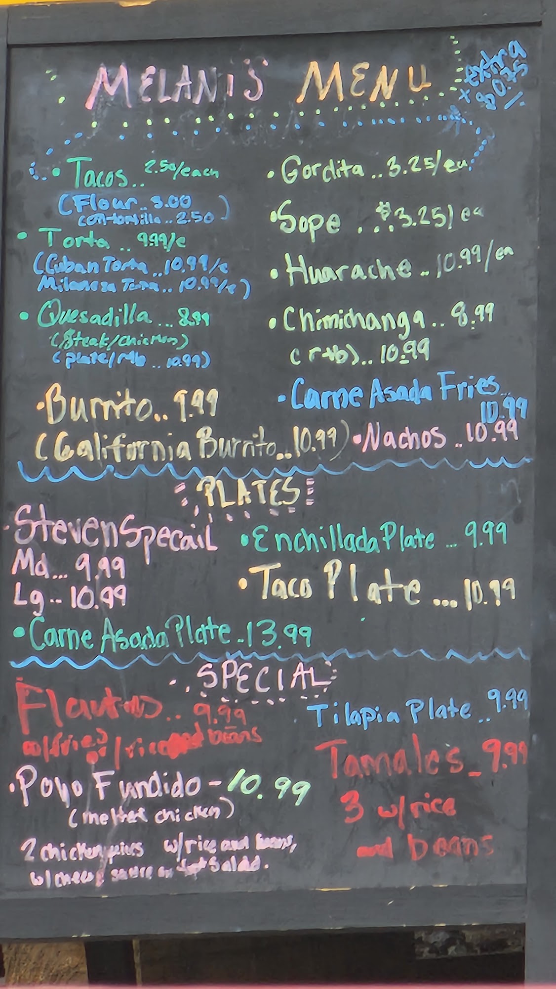 Taqueria Melany Menu