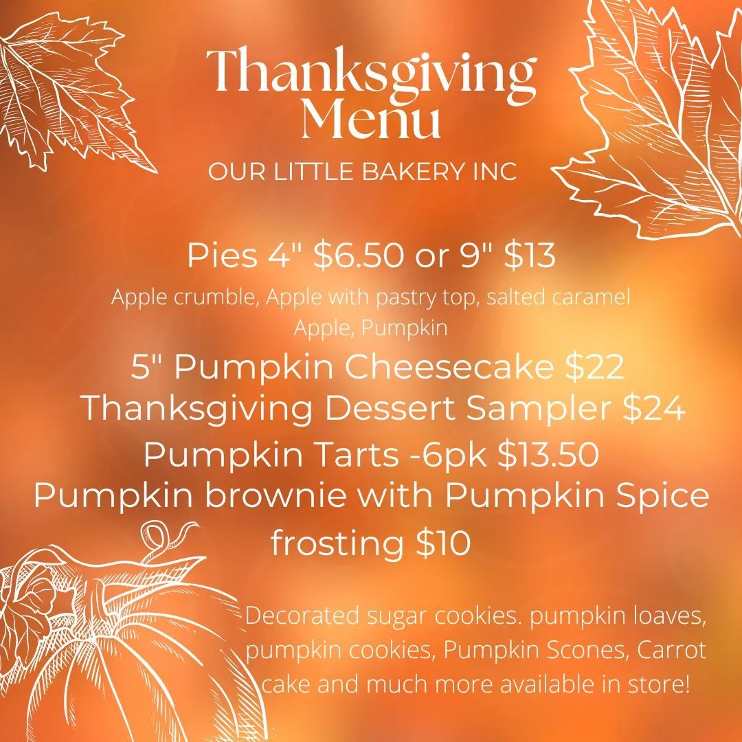 Our Little Bakery Menu