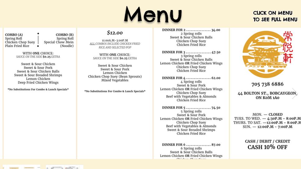 Wok On The Lake Chinese Restaurant Menu