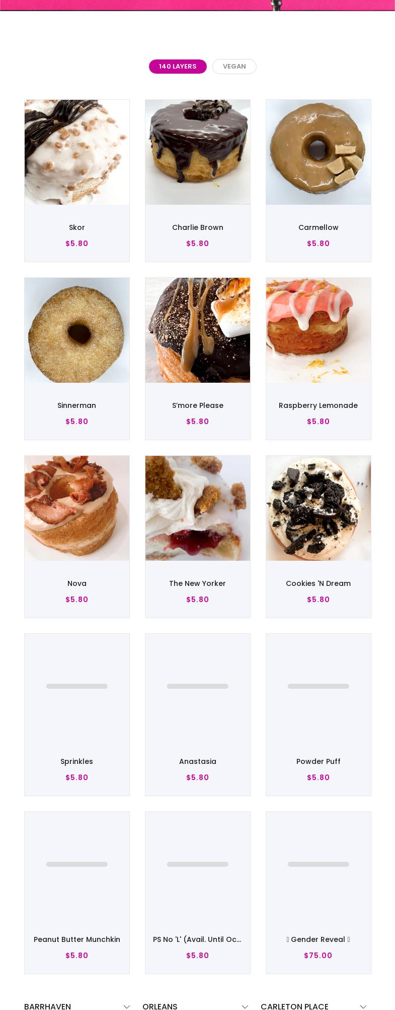 Holey Confections Carleton Place Menu