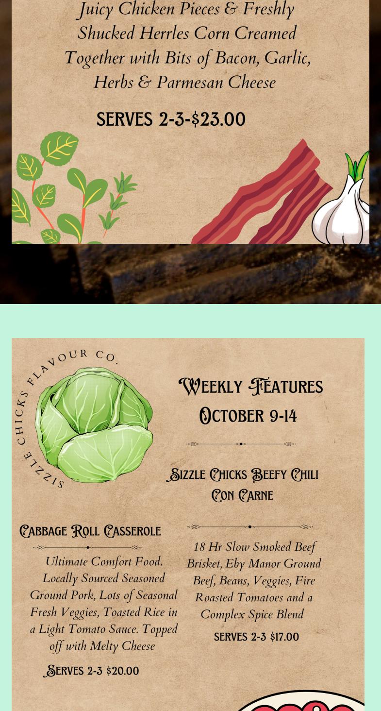 Sizzle Chicks Flavour Co Menu