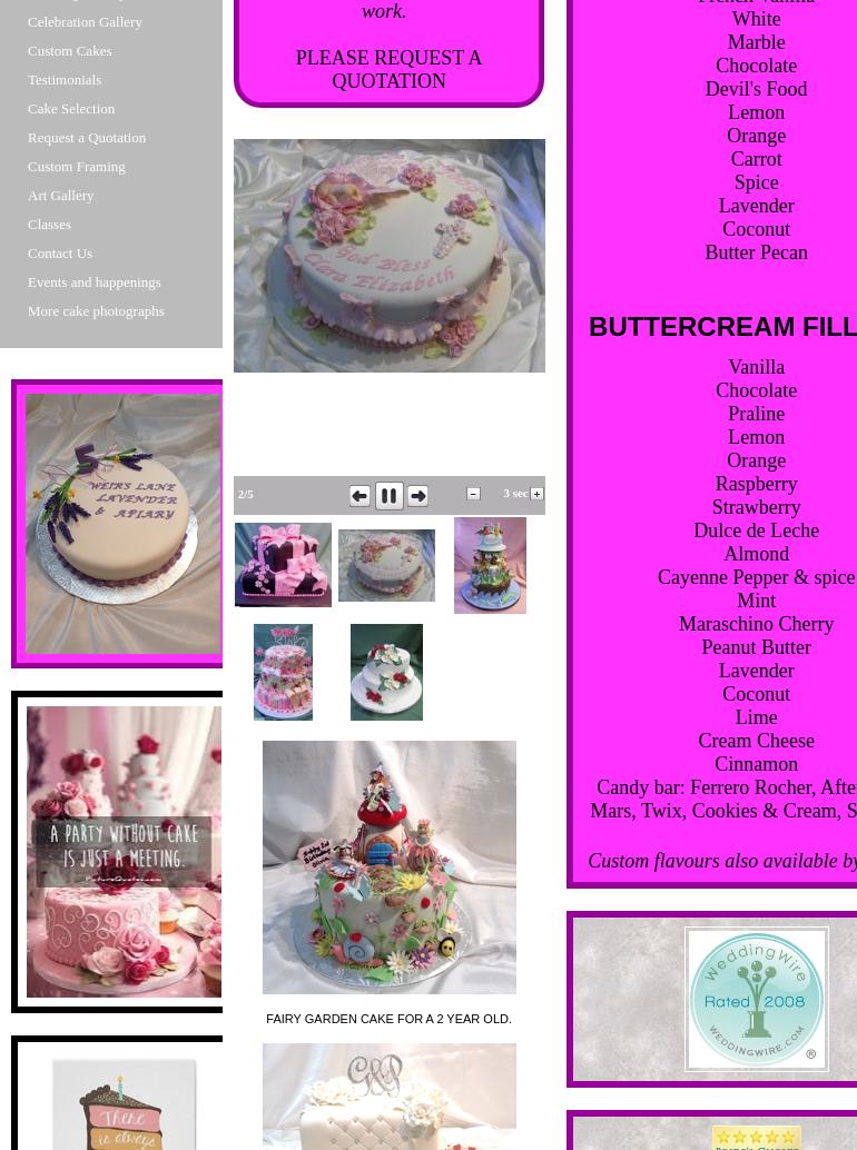 Picture Perfect Cake & Art Gallery Menu