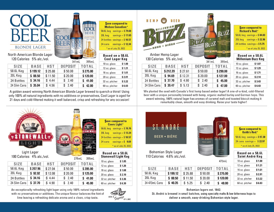 Cool Beer Brewing Company Menu