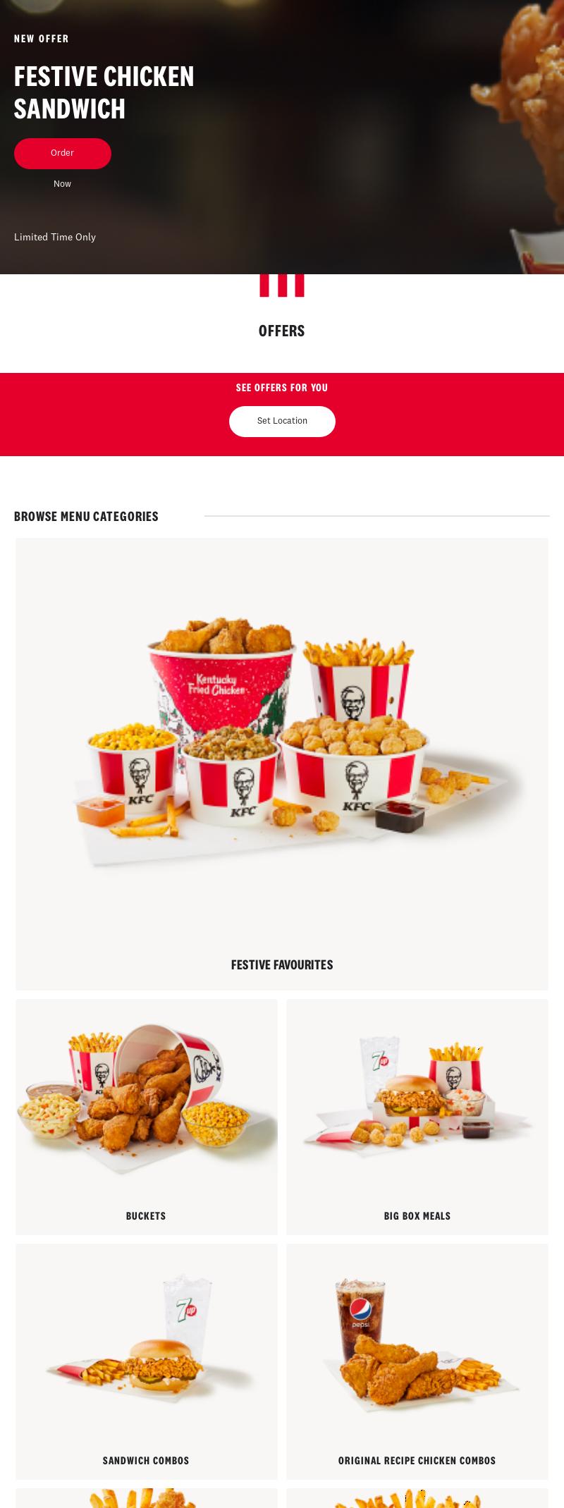 KFC Menu