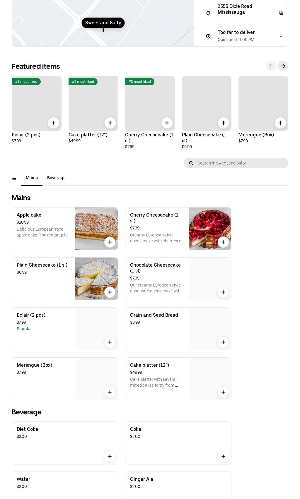 Sweet and Salty Menu