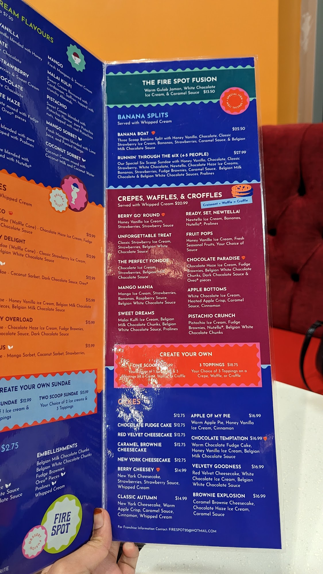 Fire Spot Dessert Fusion Menu