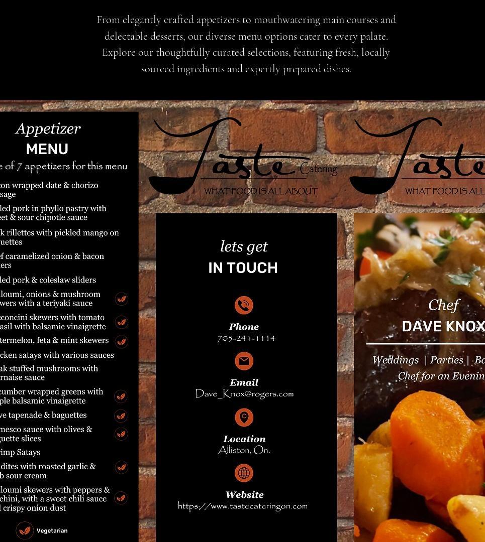 Taste Catering Menu