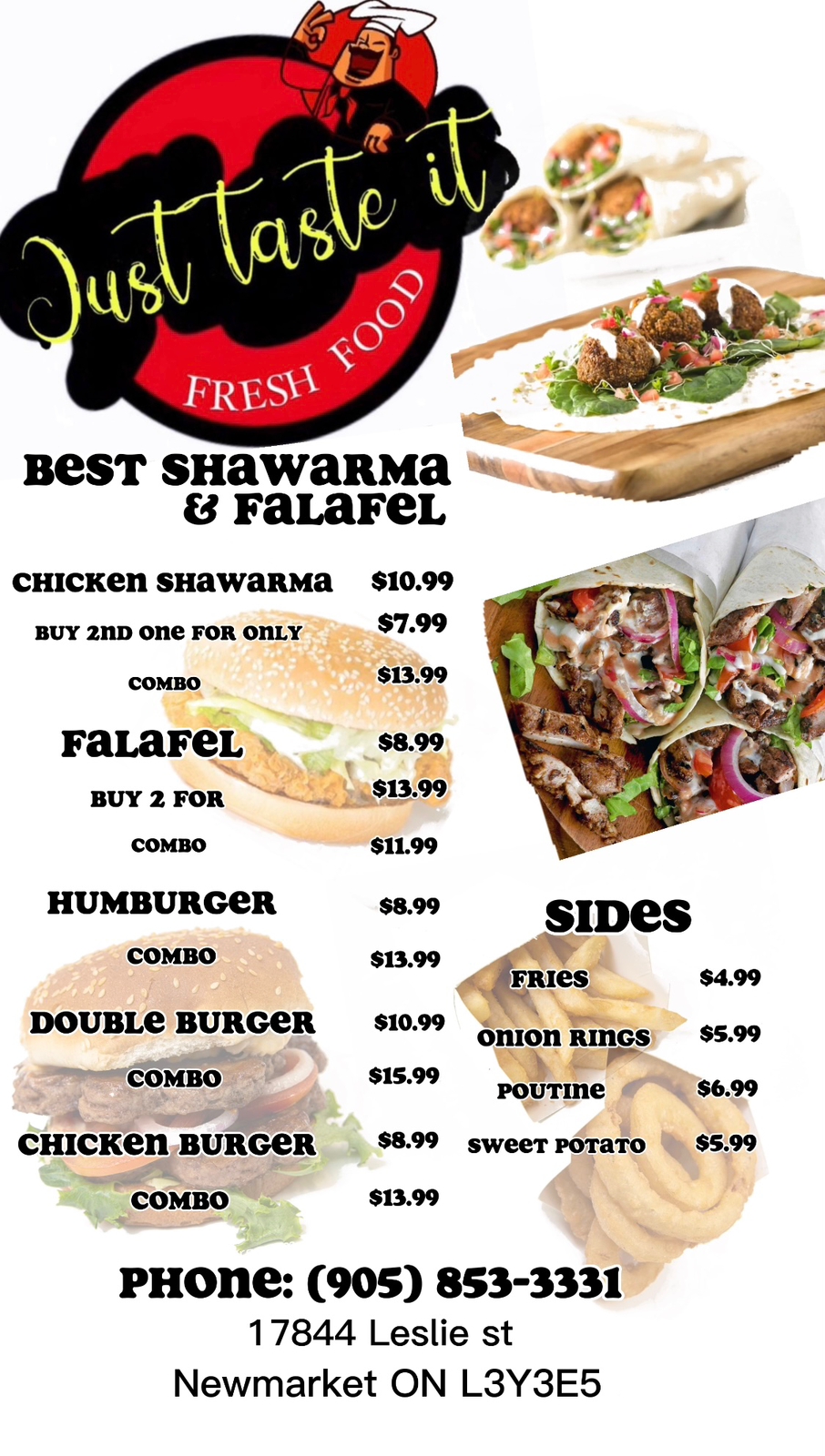 Just taste it best shawarma in town Menu