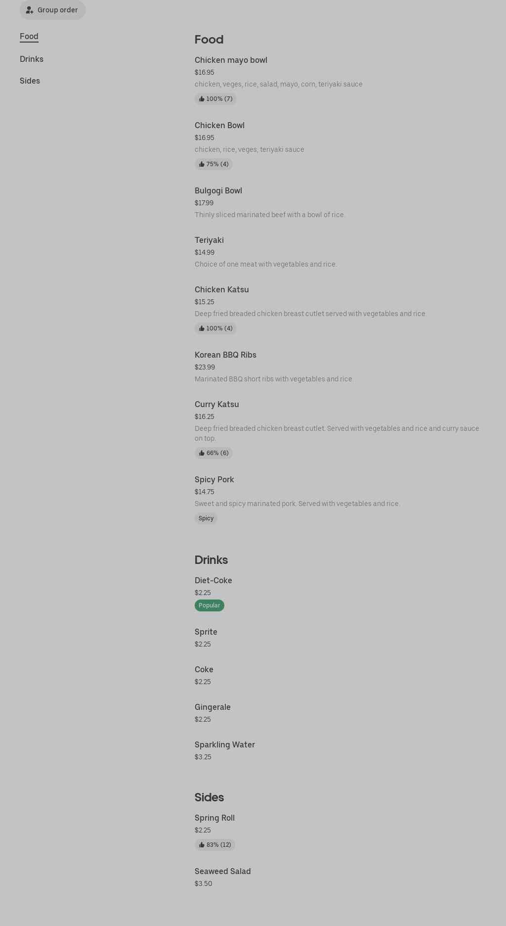 SAKURA at York Lanes Menu