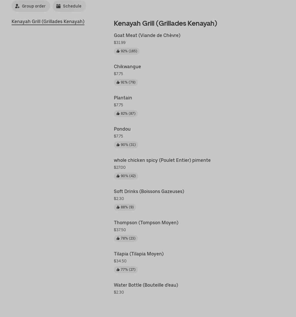 Grillades Kenayah Menu
