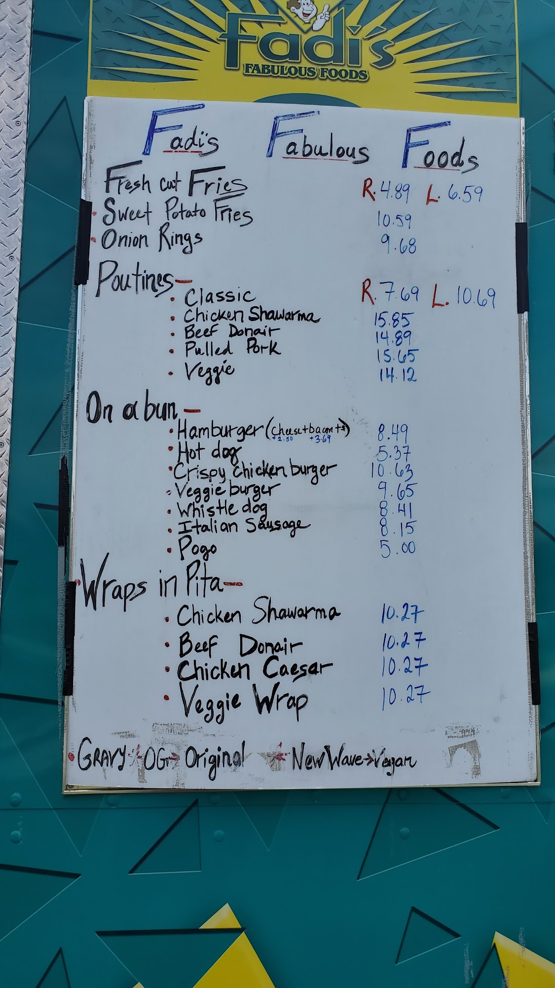 Fadi's Fabulous Foods Menu