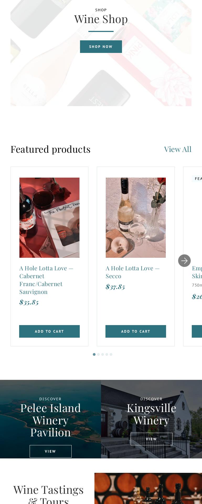 Pelee Island Winery Pavilion Menu