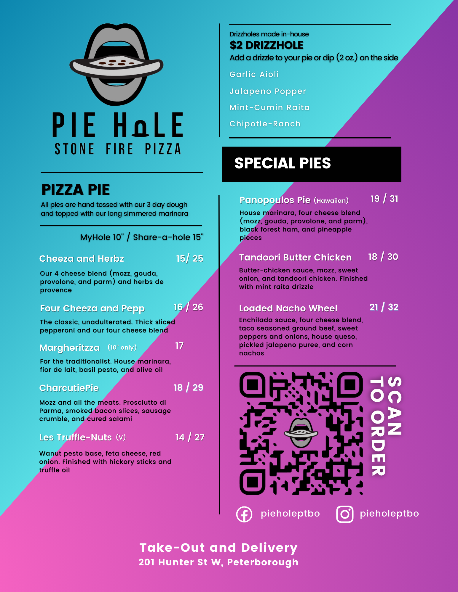 Pie Hole Menu