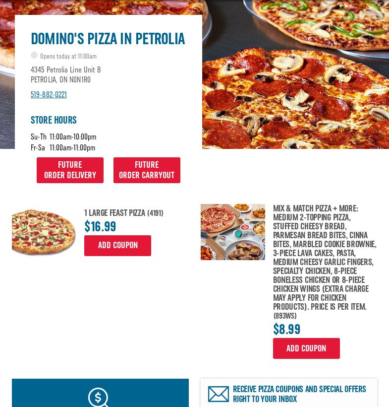 Domino's Pizza Menu