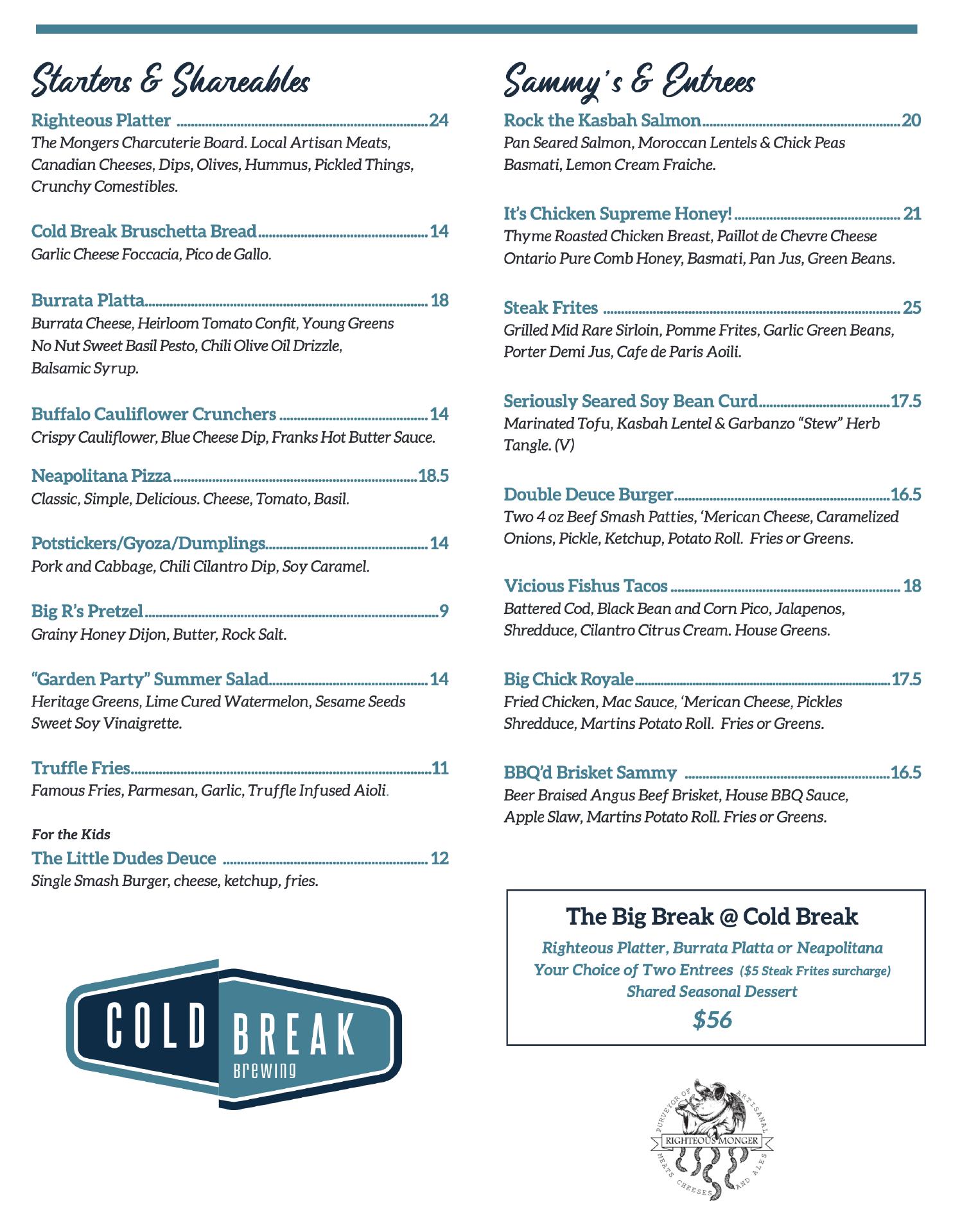 Cold Break Brewing Menu