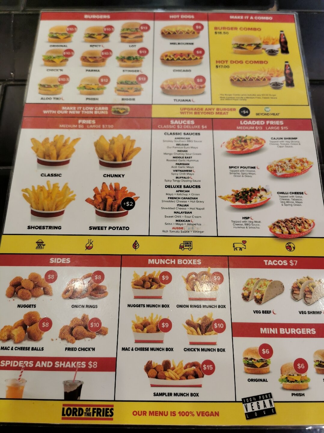 Lord Of The Fries Menu