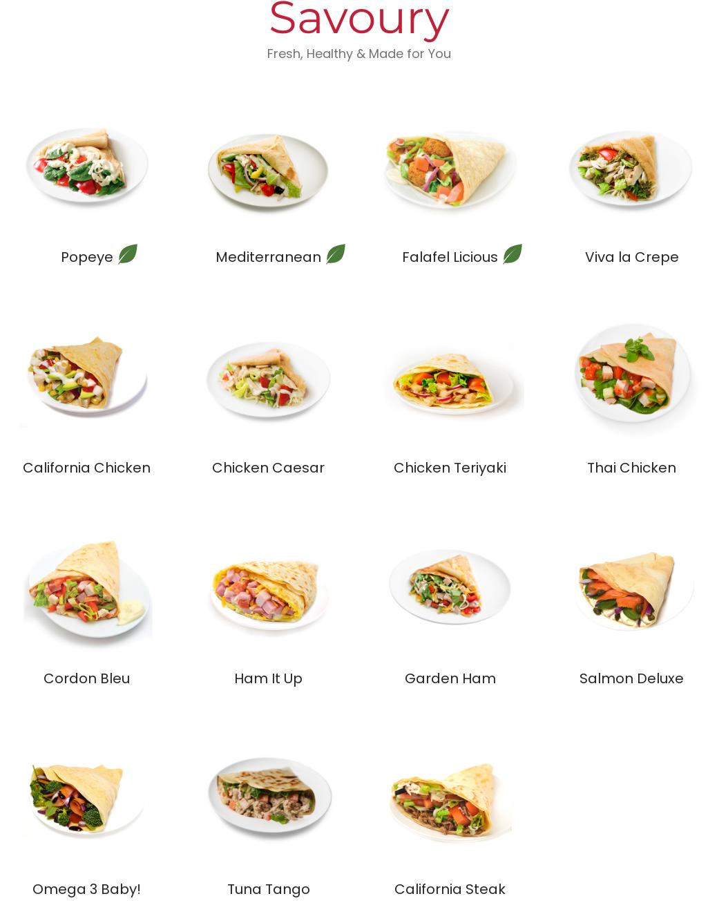 Froshberg Gelato Menu