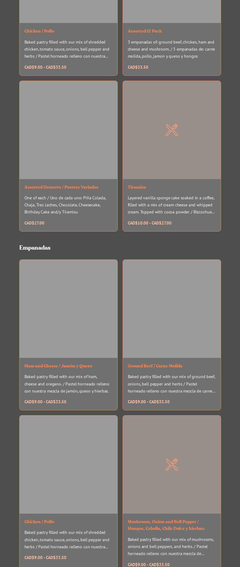 Tuanis Baked Goods Menu