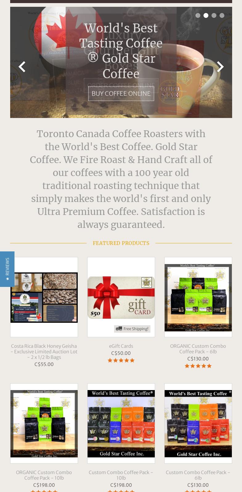 Gold Star Coffee Menu