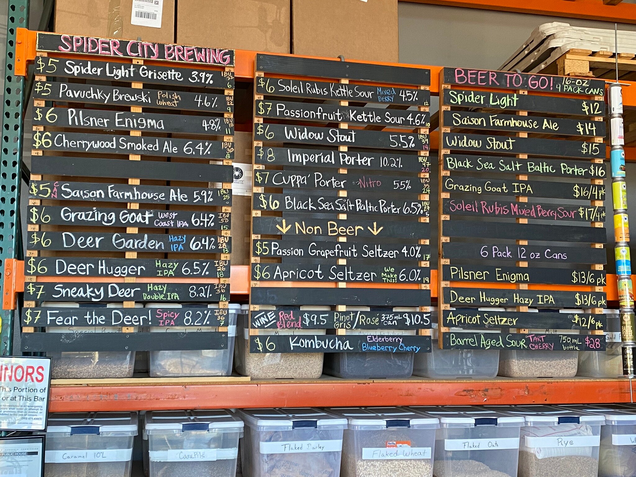 Spider City Brewing Company Menu