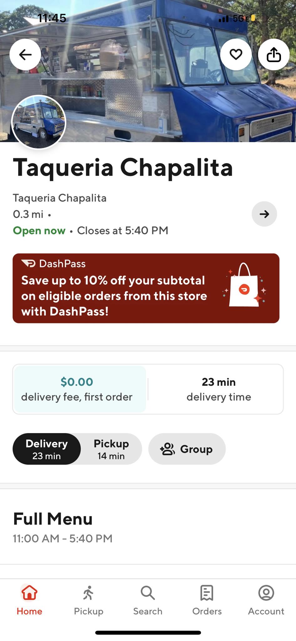 Taqueria Chapalita Menu